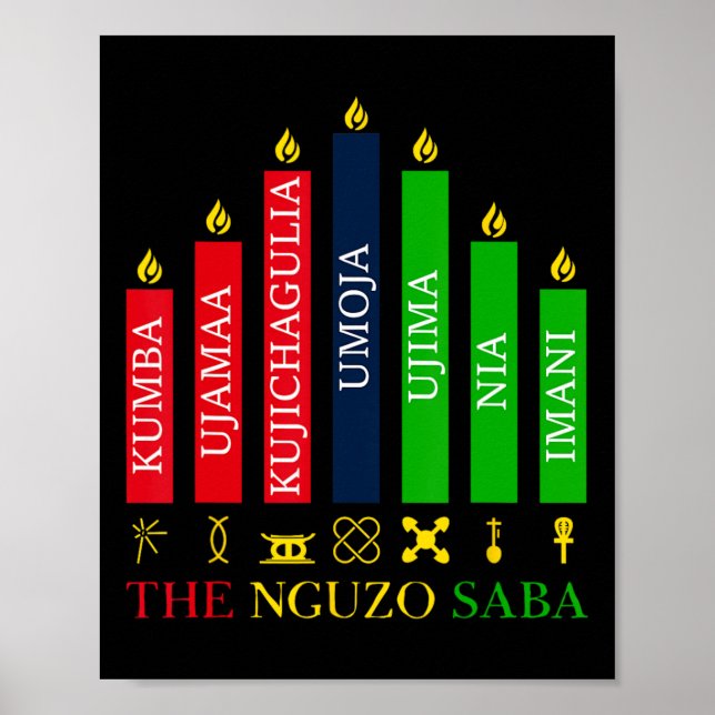 Affiche Joyeux Kwanzaa Kinara Sept Bougies Principes De K (Devant)