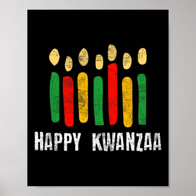 Affiche Joyeux Kwanzaa Kinara Sept Bougies Principes De K (Devant)