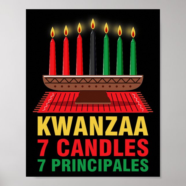 Affiche Joyeux Kwanzaa Kinara Sept Principes Bougies Pan (Devant)