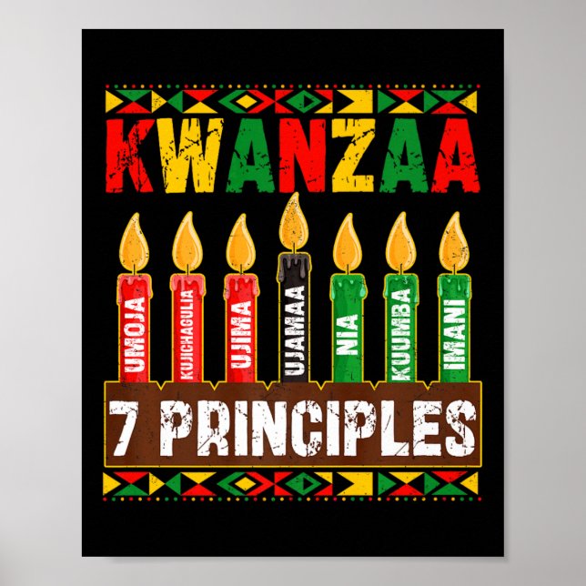 Affiche Joyeux Kwanzaa Kinara Sept Principes Bougies Pan (Devant)
