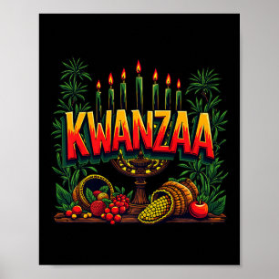 Affiche Joyeux Kwanzaa Mens Noël Afro-américain Happy K