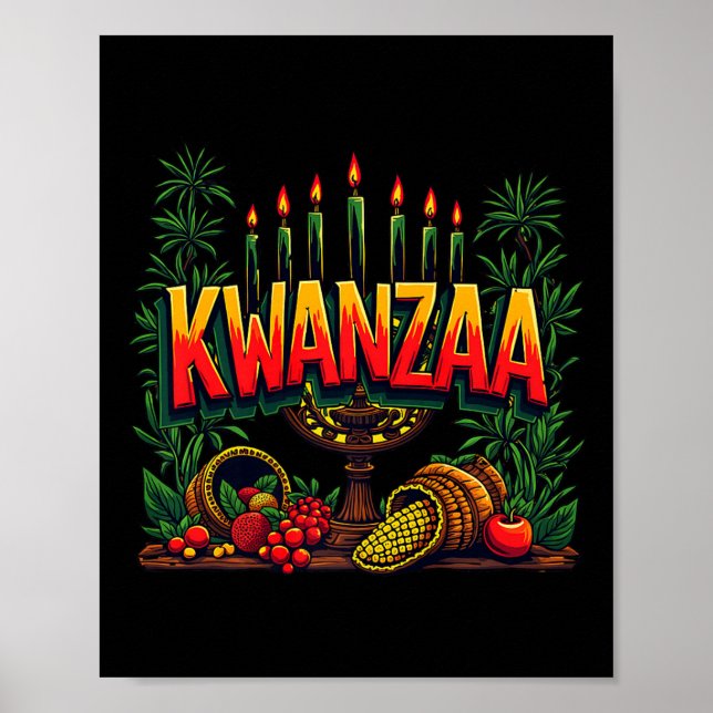 Affiche Joyeux Kwanzaa Mens Noël Afro-américain Happy K (Devant)