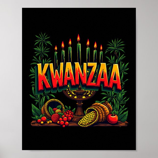 Affiche Joyeux Kwanzaa Mens Noël Afro-américain Happy K (Devant)