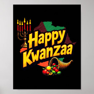 Affiche Joyeux Kwanzaa Noël Afro-américain Happy Kwanza