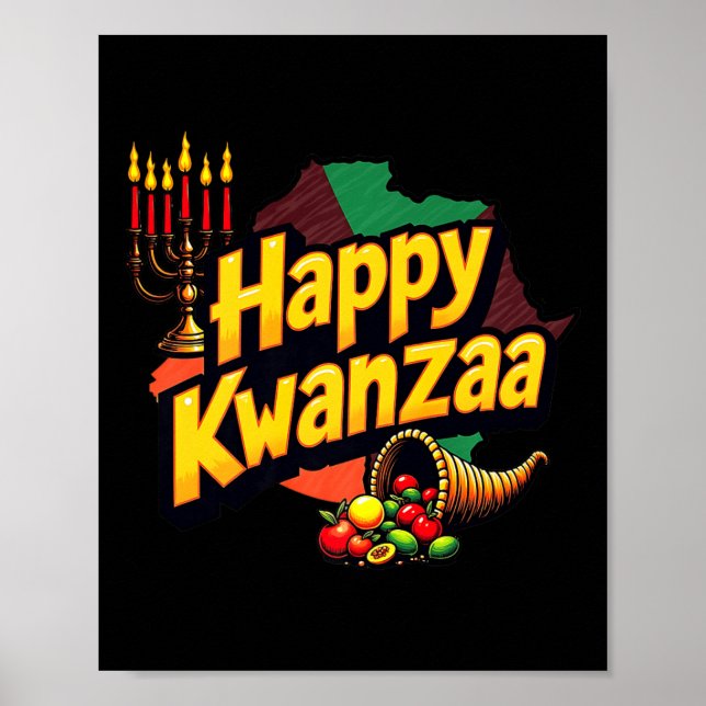 Affiche Joyeux Kwanzaa Noël Afro-américain Happy Kwanza (Devant)