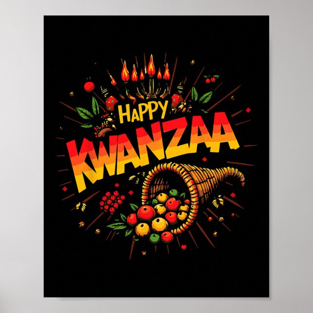 Affiche Joyeux Kwanzaa Noël Afro-américains garçons Happy  (Devant)