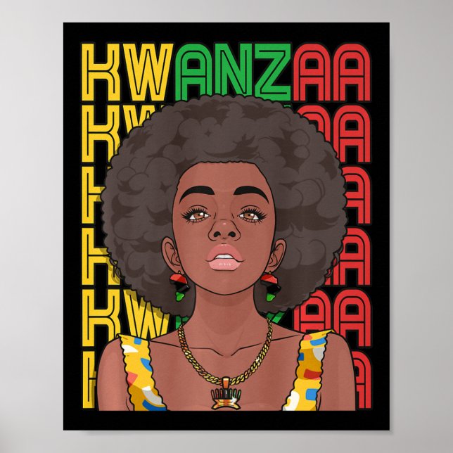 Affiche Joyeux Kwanzaa Pan African Pride Black Woman Sept (Devant)