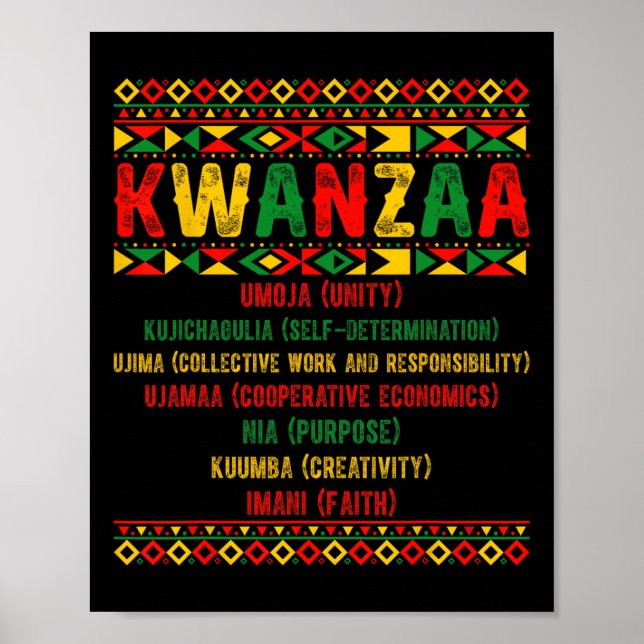 Affiche Joyeux Kwanzaa Pyjama Kinara Principes Bougies Pan (Devant)