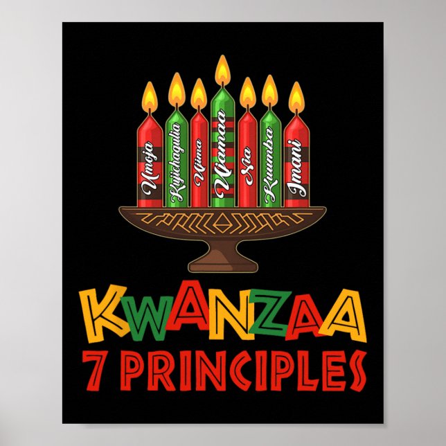Affiche Joyeux Kwanzaa Sept Principes De Kwanzaa - Kinara (Devant)