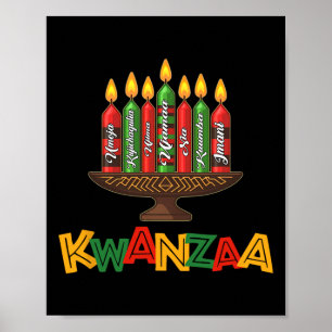 Affiche Joyeux Kwanzaa Sept Principes De Kwanzaa - Kinara