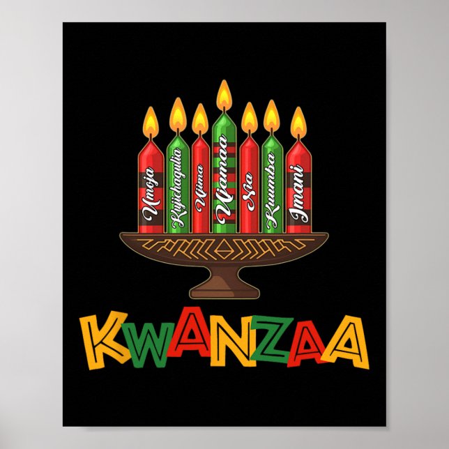 Affiche Joyeux Kwanzaa Sept Principes De Kwanzaa - Kinara (Devant)