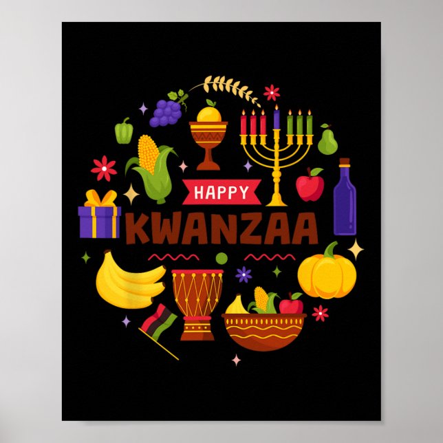 Affiche Joyeux Kwanzaa Sept Principes De Kwanzaa Kinara M (Devant)