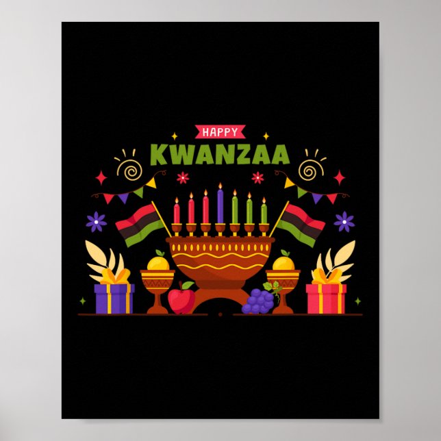 Affiche Joyeux Kwanzaa Sept Principes De Kwanzaa Kinara M (Devant)