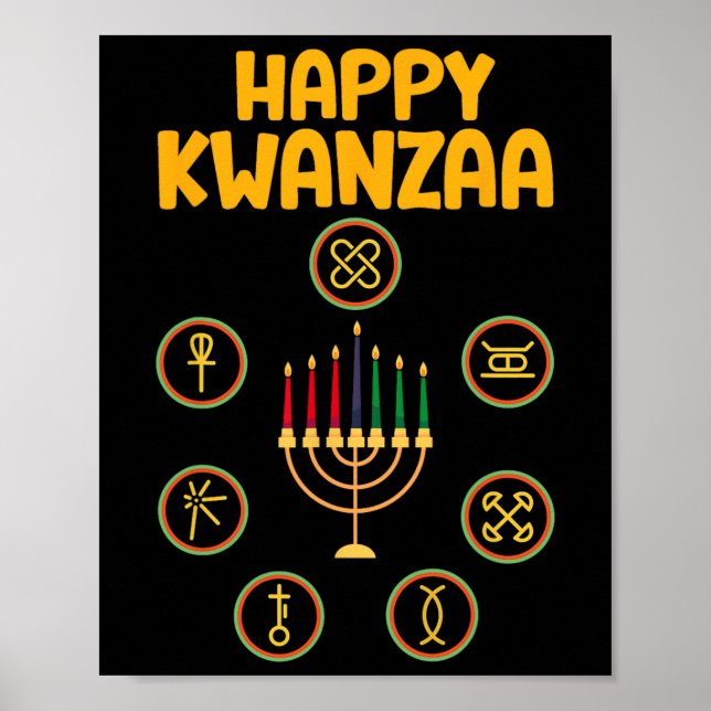 Affiche Joyeux Kwanzaa Sept Principes De Kwanzaa Kinara M (Devant)