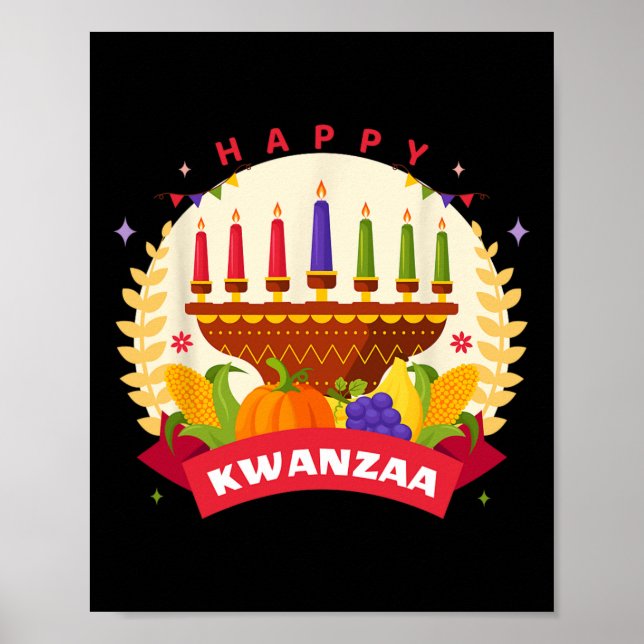 Affiche Joyeux Kwanzaa Sept Principes De Kwanzaa Kinara M (Devant)
