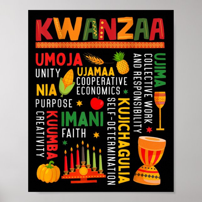 Affiche Joyeux Kwanzaa Sept Principes Des Femmes De Kwanza (Devant)