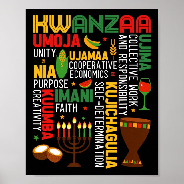 Affiche Joyeux Kwanzaa Sept Principes Des Femmes De Kwanza (Devant)