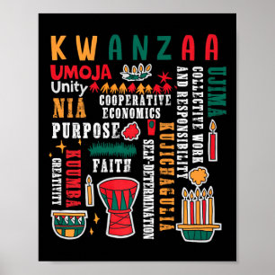 Affiche Joyeux Kwanzaa Sept Principes Des Femmes De Kwanza