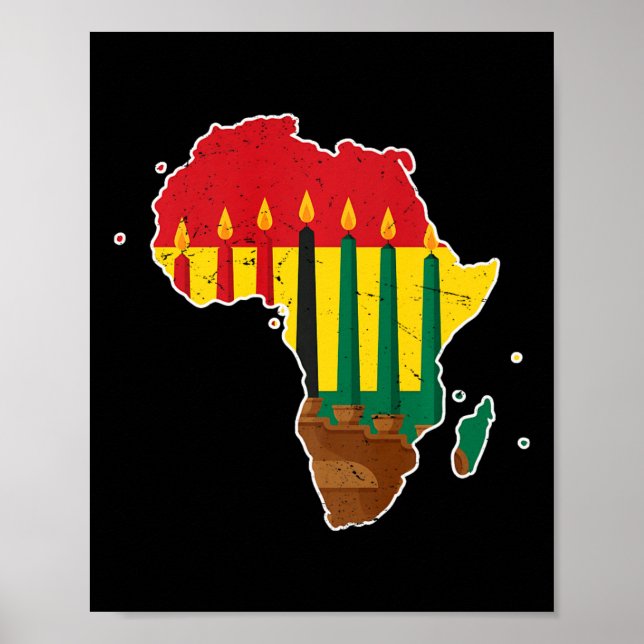 Affiche Joyeux Kwanzaa Sept Principes Kinara Bougies Afri (Devant)