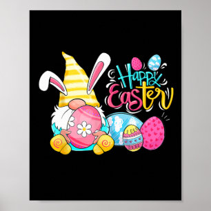 Affiche Joyeux lapin de la fête de Pâques Gnome de printem