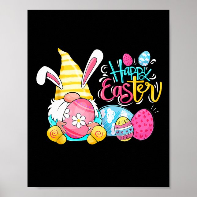 Affiche Joyeux lapin de la fête de Pâques Gnome de printem (Devant)