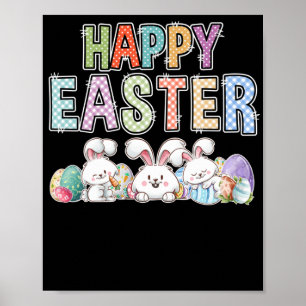 Affiche Joyeux Lapin De Pâques Avec Oeufs Pâques