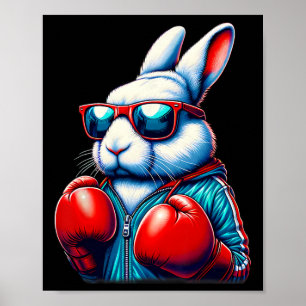 Affiche Joyeux Lapin de Pâques Boxe Rabbit Hommes Femmes E