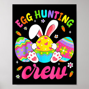 Affiche Joyeux lapin de Pâques équipe de chasse aux œufs é