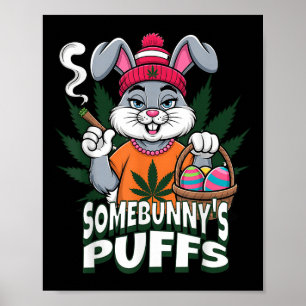 Affiche Joyeux lapin de Pâques Fumer mauvaise herbe Joke S