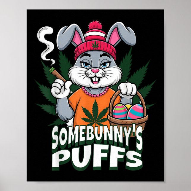 Affiche Joyeux lapin de Pâques Fumer mauvaise herbe Joke S (Devant)