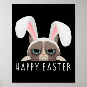 Affiche Joyeux lapin de Pâques Fun Pyjama Robe Cat Party R