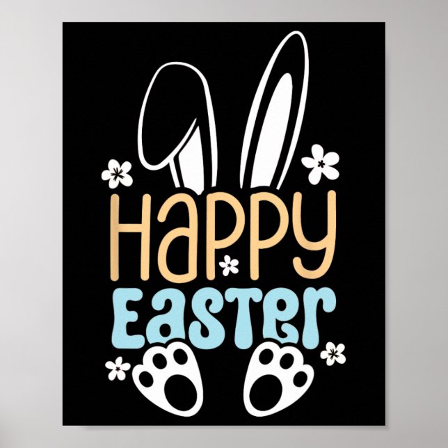 Affiche Joyeux Lapin De Pâques - Joli Design De Pâques Pou (Devant)