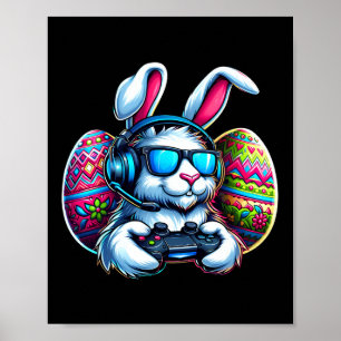 Affiche Joyeux lapin de Pâques Œuf de jeu vidéo de jeu pou