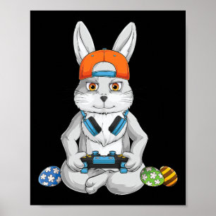 Affiche Joyeux lapin de Pâques Œuf drôle garçons filles en