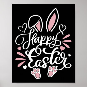 Affiche Joyeux lapin de Pâques Œufs Lapin Graphique Famill