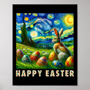 Affiche Joyeux Lapin Et Oeufs De Style Van Gogh De Pâques