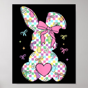 Affiche Joyeux Lapin Lapin De Pâques Avec Coquet De Bow Cu