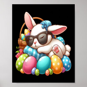 Affiche Joyeux lapin lapin de Pâques face drôle Jour de Pâ