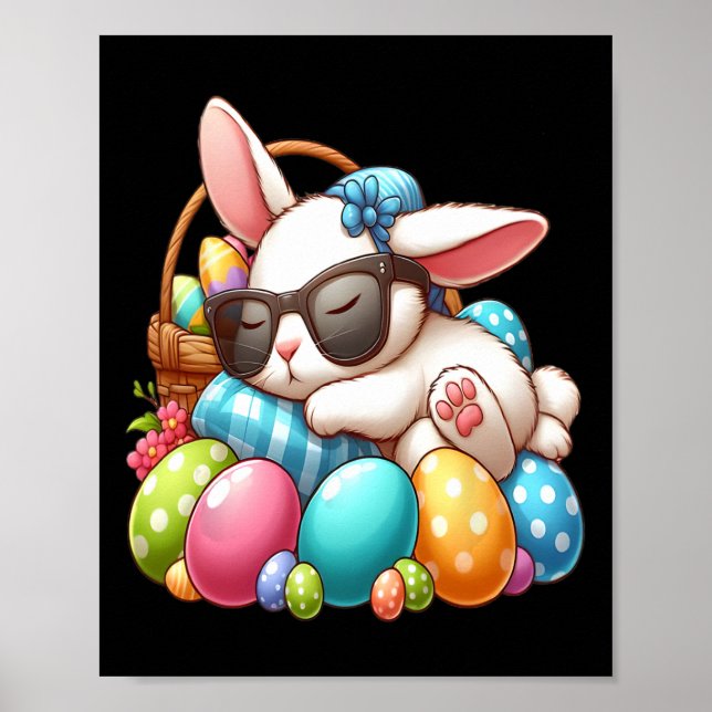 Affiche Joyeux lapin lapin de Pâques face drôle Jour de Pâ (Devant)