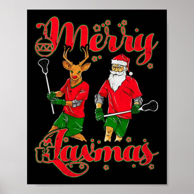 Affiche Joyeux Laxmas Lacrosse de Noël Reindeer Sa (Devant)