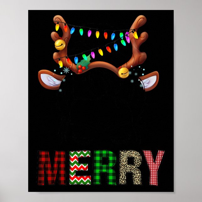 Affiche Joyeux Leopard Pajama Femmes Messy Bun Reindeer Ch (Devant)