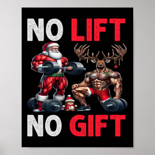 Affiche Joyeux Liftmas Muscle Père Noël Weighlifting Corps