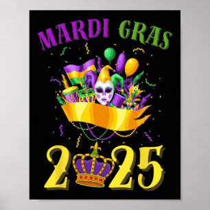 Affiche Joyeux Mardi Gras 2025 Carnaval des Tee Mardi Gras