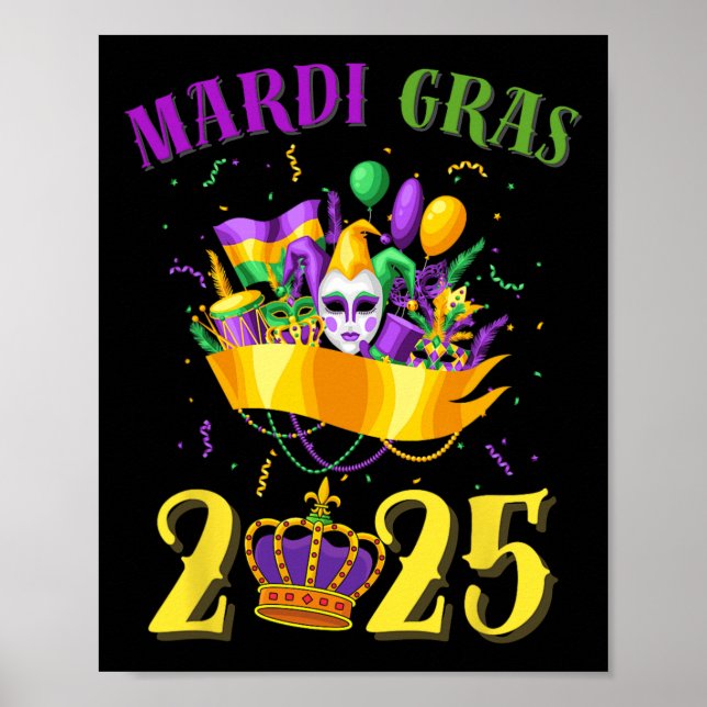 Affiche Joyeux Mardi Gras 2025 Carnaval des Tee Mardi Gras (Devant)