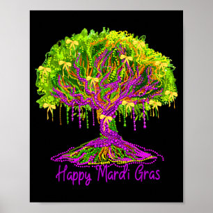 Affiche Joyeux Mardi Gras 2026 Arbre de perles Femmes de l