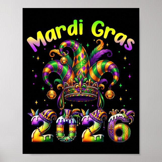 Affiche Joyeux Mardi Gras 2026 Carnaval Nouvelle-Orléans F (Devant)