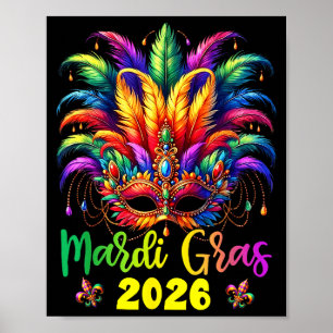 Affiche Joyeux Mardi Gras 2026 Chapeau de Bouffon Nouvelle