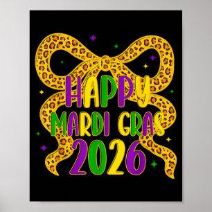 Affiche Joyeux Mardi Gras 2026 Coquette Nœud Fille Femmes 