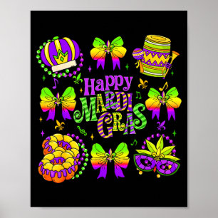 Affiche Joyeux Mardi Gras 2026 Drôle de Roi Gâteau Fleur D
