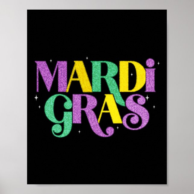 Affiche Joyeux Mardi Gras Carnaval Fat Mardi Fleur De Lis (Devant)